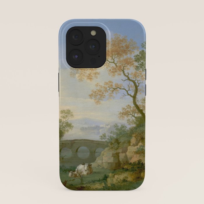 A Landscape with Distant Classical Ruins, a Bridge, Figures, and Cattle iPhone Case