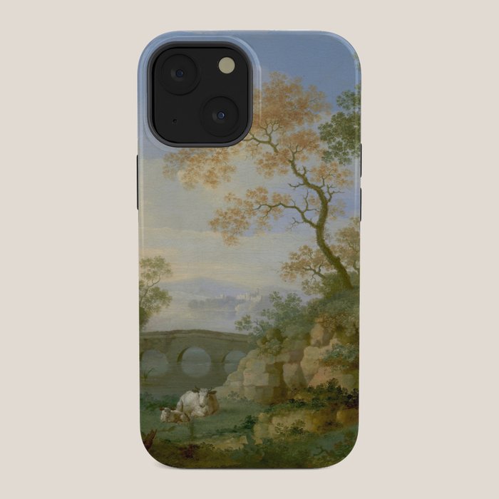 A Landscape with Distant Classical Ruins, a Bridge, Figures, and Cattle iPhone Case