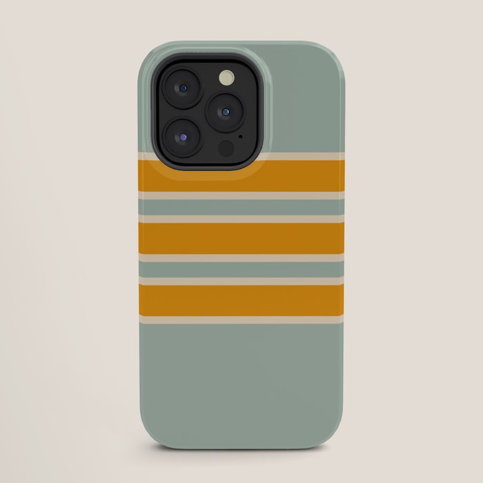 70s Style Mint Orange White Retro Stripes Pomona iPhone Case