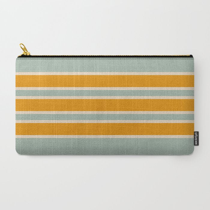 70s Style Mint Orange White Retro Stripes Pomona Carry All Pouch