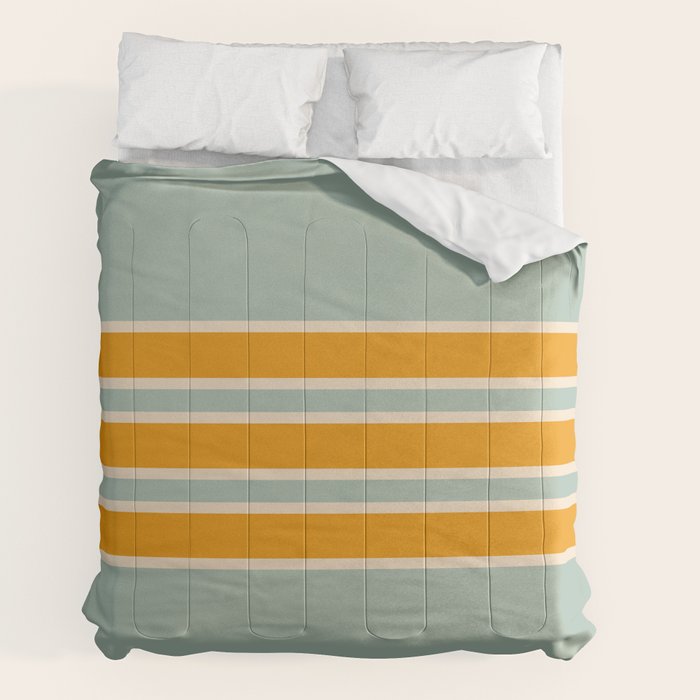 70s Style Mint Orange White Retro Stripes Pomona Comforter