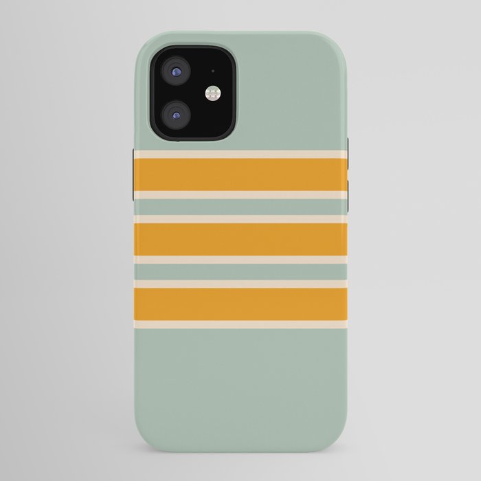 70s Style Mint Orange White Retro Stripes Pomona iPhone Case
