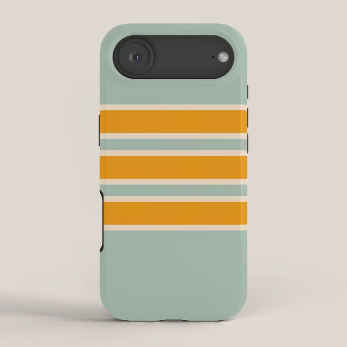 70s Style Mint Orange White Retro Stripes Pomona iPhone Case
