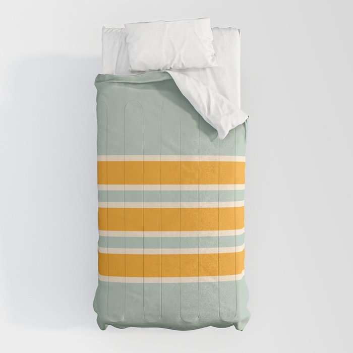 70s Style Mint Orange White Retro Stripes Pomona Comforter