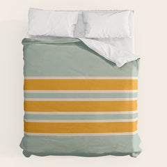 70s Style Mint Orange White Retro Stripes Pomona Duvet Cover
