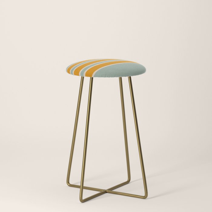 70s Style Mint Orange White Retro Stripes Pomona Stool