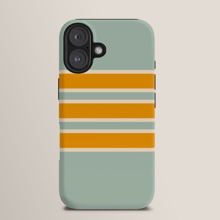 70s Style Mint Orange White Retro Stripes Pomona iPhone Case