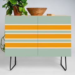 70s Style Mint Orange White Retro Stripes Pomona Credenza