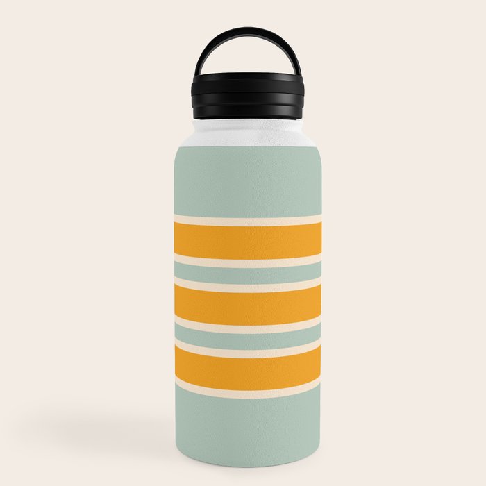 70s Style Mint Orange White Retro Stripes Pomona Water Bottle