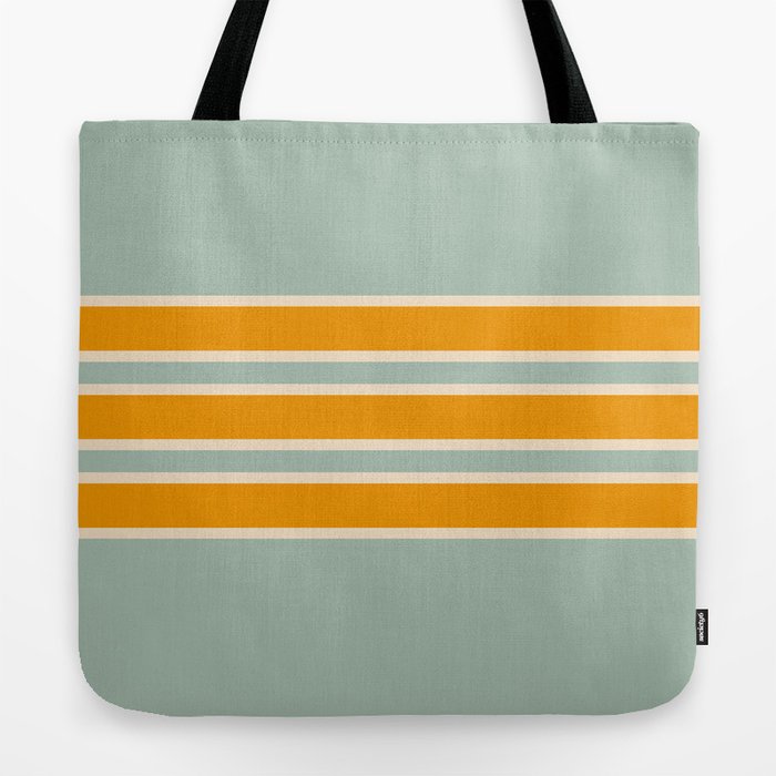 70s Style Mint Orange White Retro Stripes Pomona Tote Bag