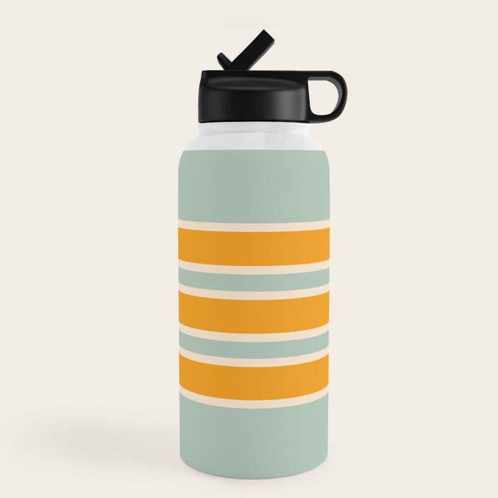 70s Style Mint Orange White Retro Stripes Pomona Water Bottle