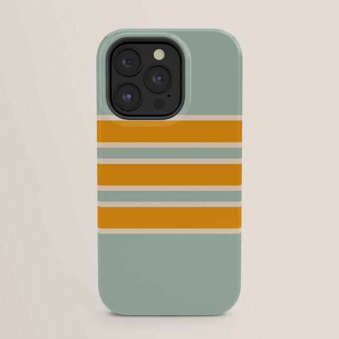 70s Style Mint Orange White Retro Stripes Pomona iPhone Case