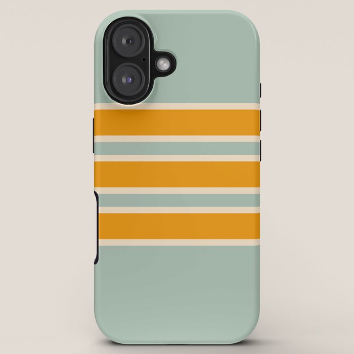 70s Style Mint Orange White Retro Stripes Pomona iPhone Case