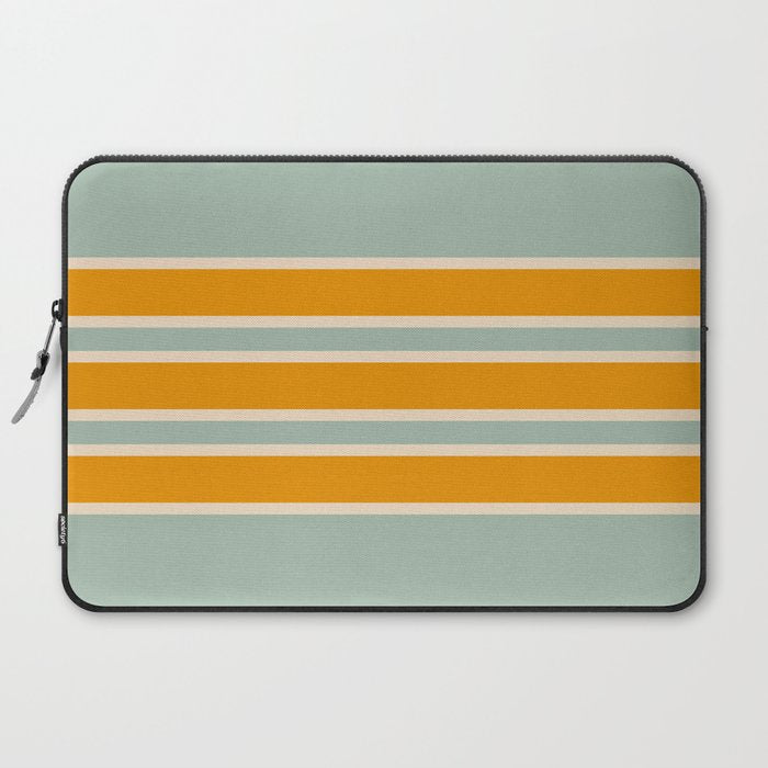 70s Style Mint Orange White Retro Stripes Pomona Laptop Sleeve