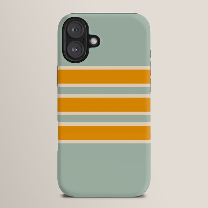 70s Style Mint Orange White Retro Stripes Pomona iPhone Case