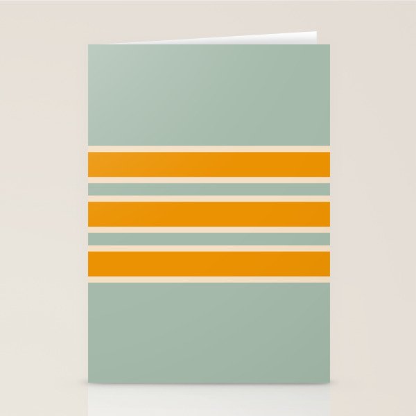 70s Style Mint Orange White Retro Stripes Pomona Stationery Card