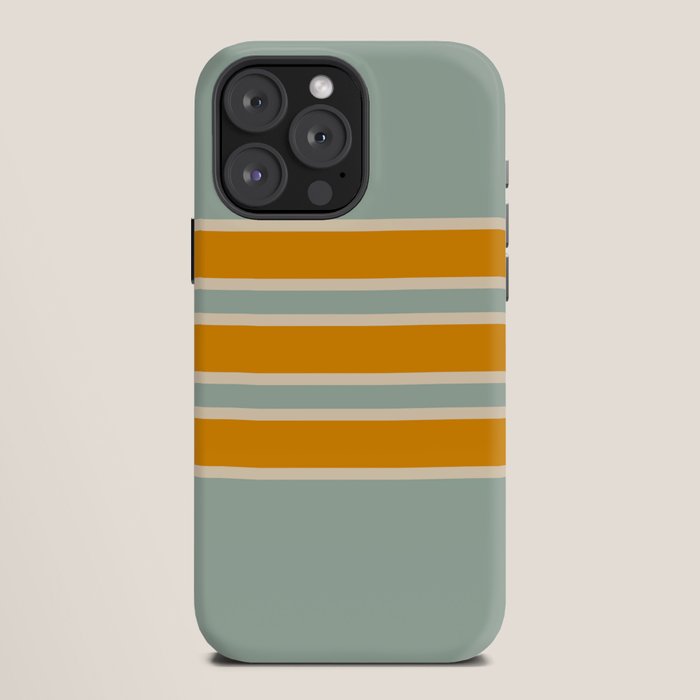 70s Style Mint Orange White Retro Stripes Pomona iPhone Case