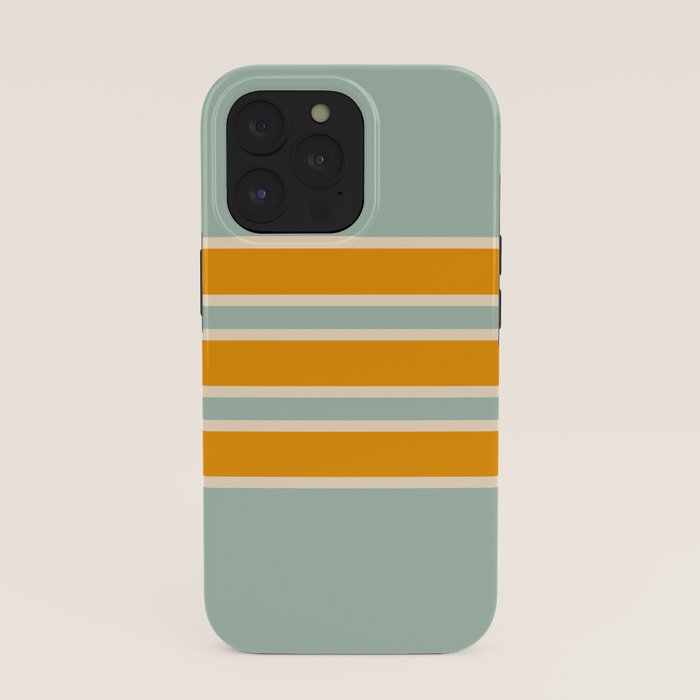 70s Style Mint Orange White Retro Stripes Pomona iPhone Case
