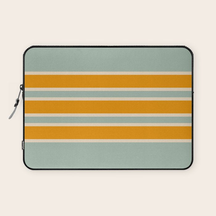 70s Style Mint Orange White Retro Stripes Pomona Laptop Sleeve