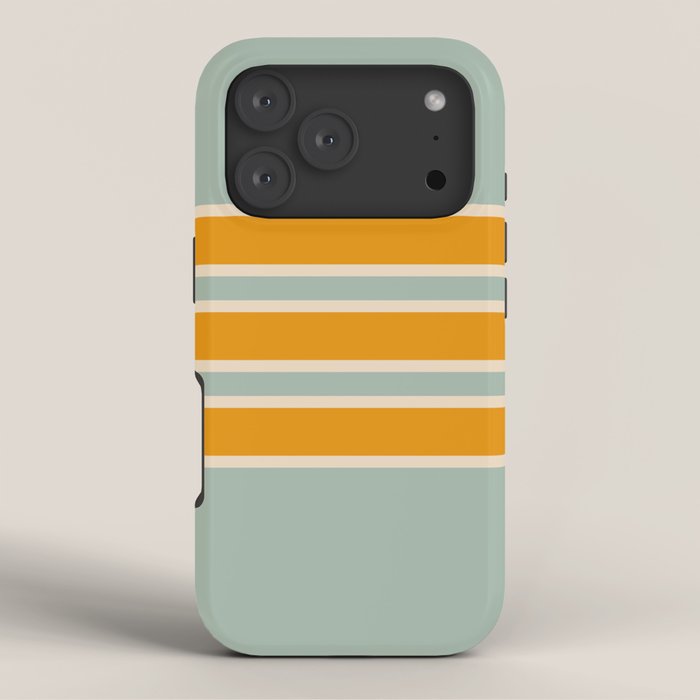 70s Style Mint Orange White Retro Stripes Pomona iPhone Case