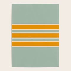 70s Style Mint Orange White Retro Stripes Pomona Poster