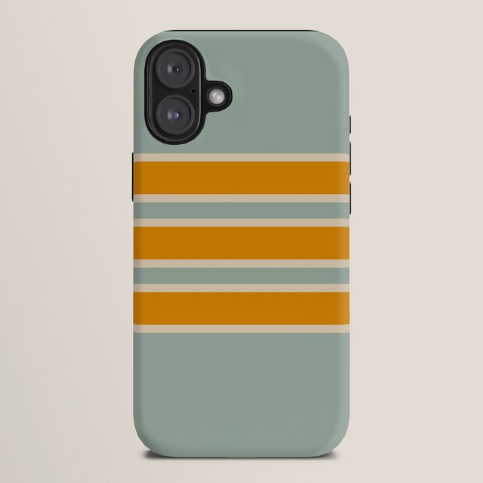 70s Style Mint Orange White Retro Stripes Pomona iPhone Case