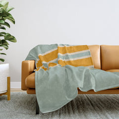70s Style Mint Orange White Retro Stripes Pomona Throw Blanket