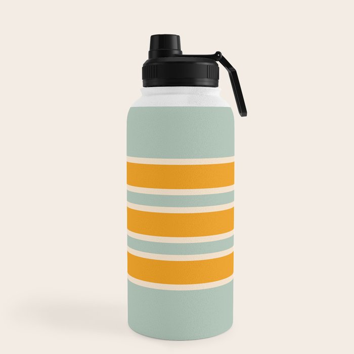 70s Style Mint Orange White Retro Stripes Pomona Water Bottle