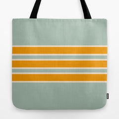 70s Style Mint Orange White Retro Stripes Pomona Tote Bag