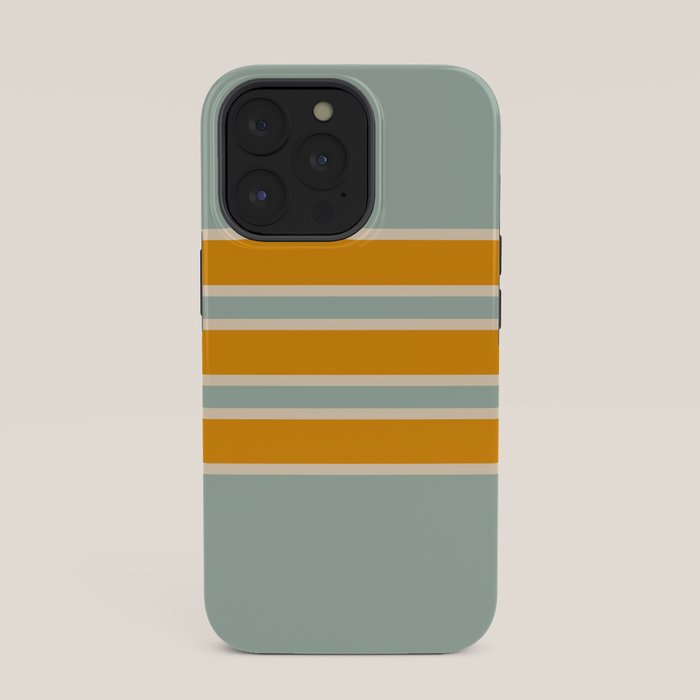 70s Style Mint Orange White Retro Stripes Pomona iPhone Case