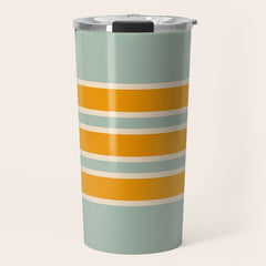 70s Style Mint Orange White Retro Stripes Pomona Travel Mug