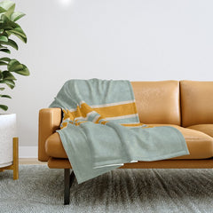 70s Style Mint Orange White Retro Stripes Pomona Throw Blanket
