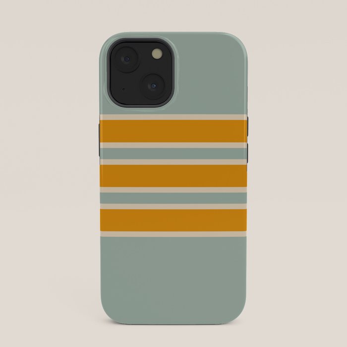 70s Style Mint Orange White Retro Stripes Pomona iPhone Case