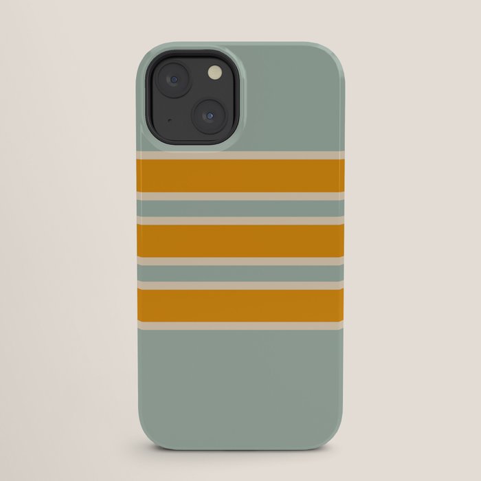 70s Style Mint Orange White Retro Stripes Pomona iPhone Case