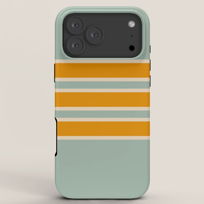 70s Style Mint Orange White Retro Stripes Pomona iPhone Case