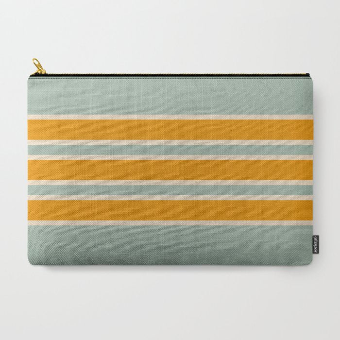 70s Style Mint Orange White Retro Stripes Pomona Carry All Pouch