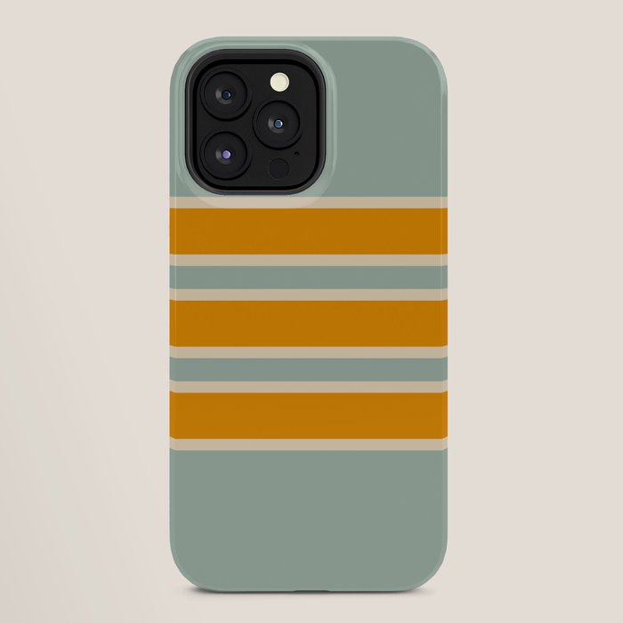 70s Style Mint Orange White Retro Stripes Pomona iPhone Case