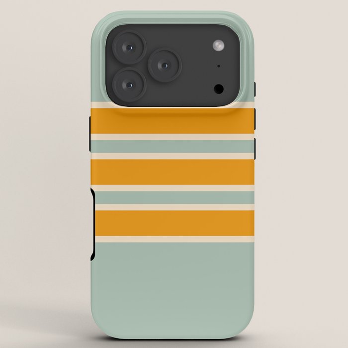 70s Style Mint Orange White Retro Stripes Pomona iPhone Case