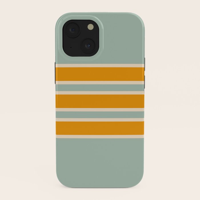 70s Style Mint Orange White Retro Stripes Pomona iPhone Case