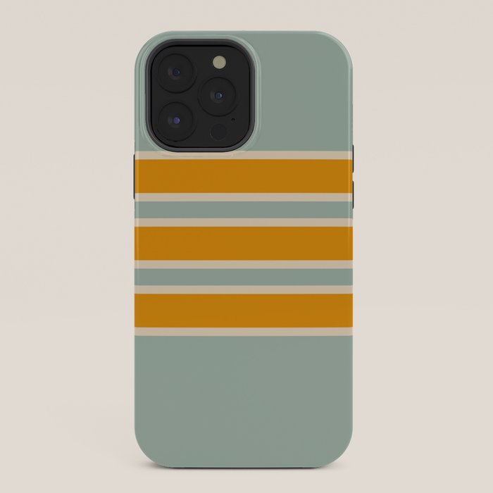 70s Style Mint Orange White Retro Stripes Pomona iPhone Case