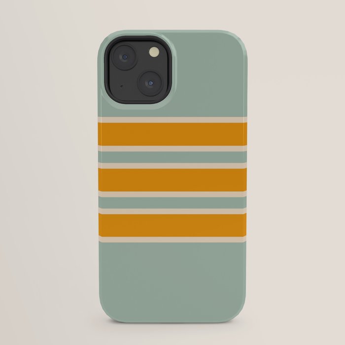 70s Style Mint Orange White Retro Stripes Pomona iPhone Case