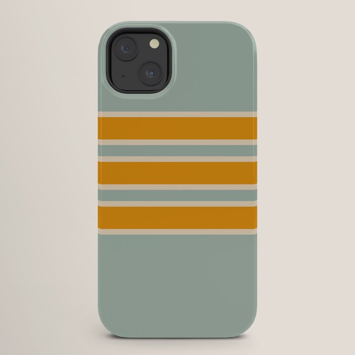 70s Style Mint Orange White Retro Stripes Pomona iPhone Case