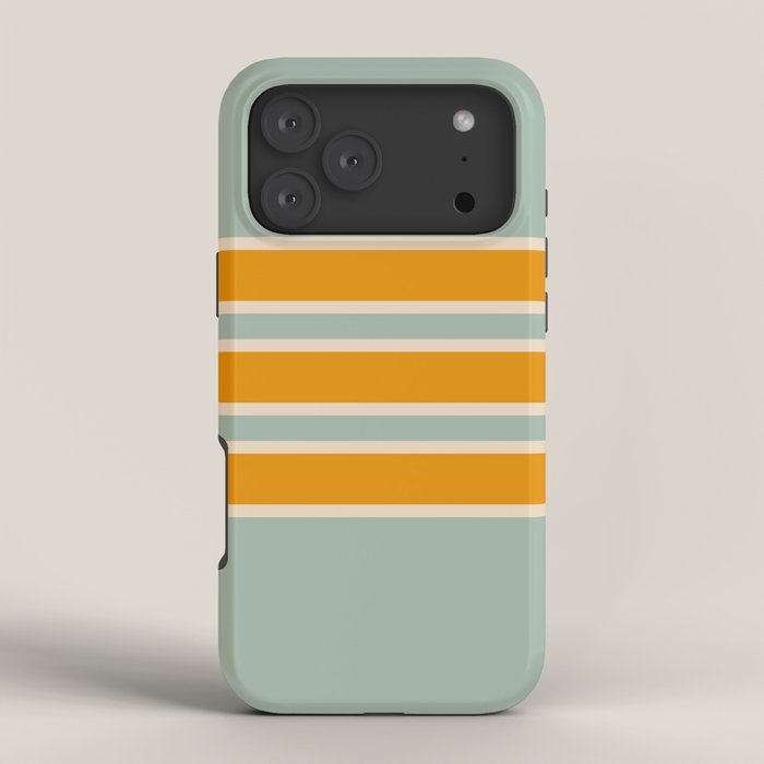 70s Style Mint Orange White Retro Stripes Pomona iPhone Case