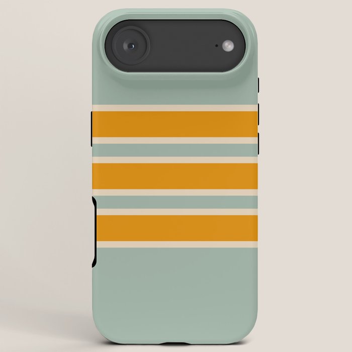 70s Style Mint Orange White Retro Stripes Pomona iPhone Case