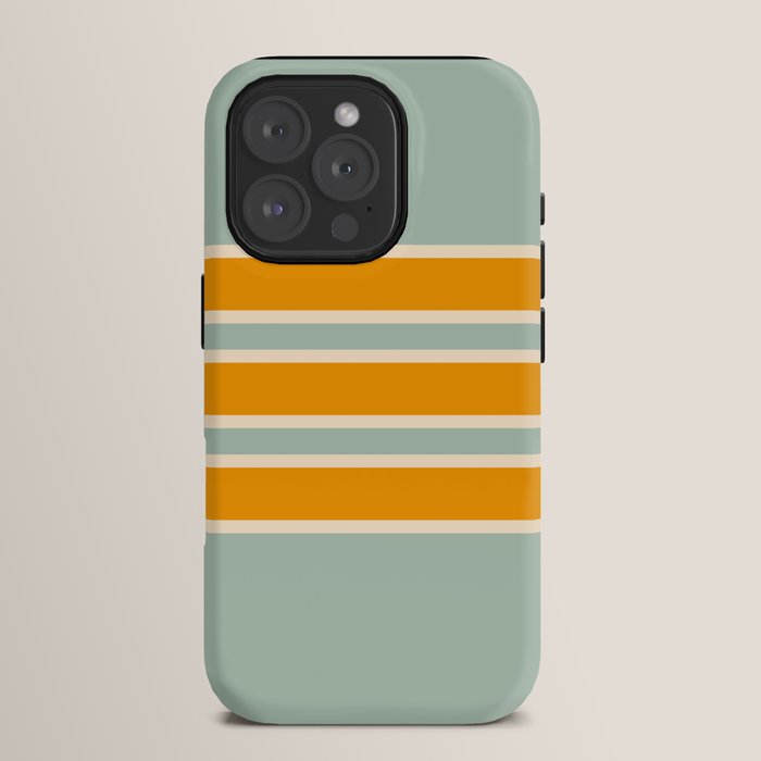 70s Style Mint Orange White Retro Stripes Pomona iPhone Case