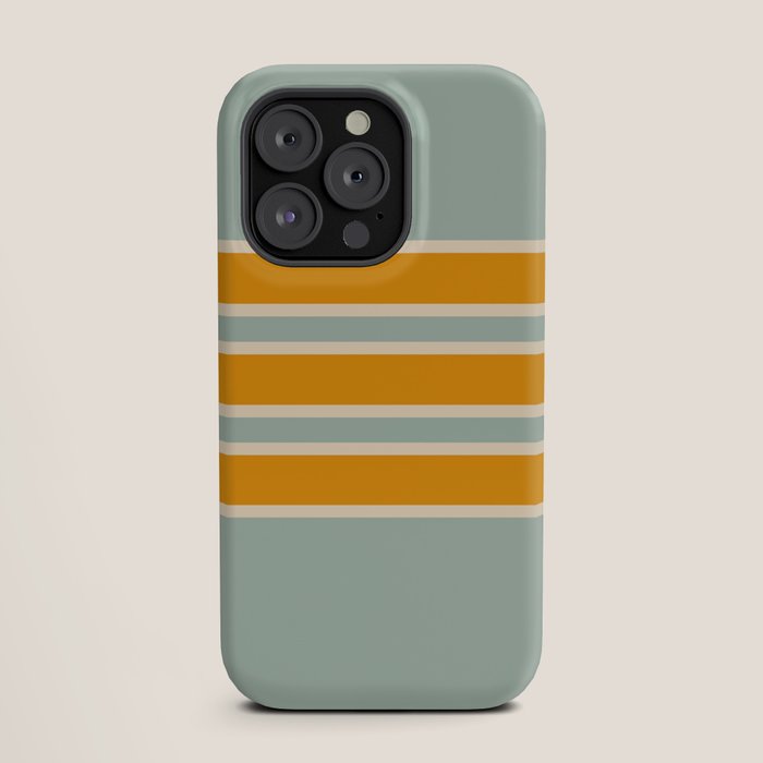 70s Style Mint Orange White Retro Stripes Pomona iPhone Case