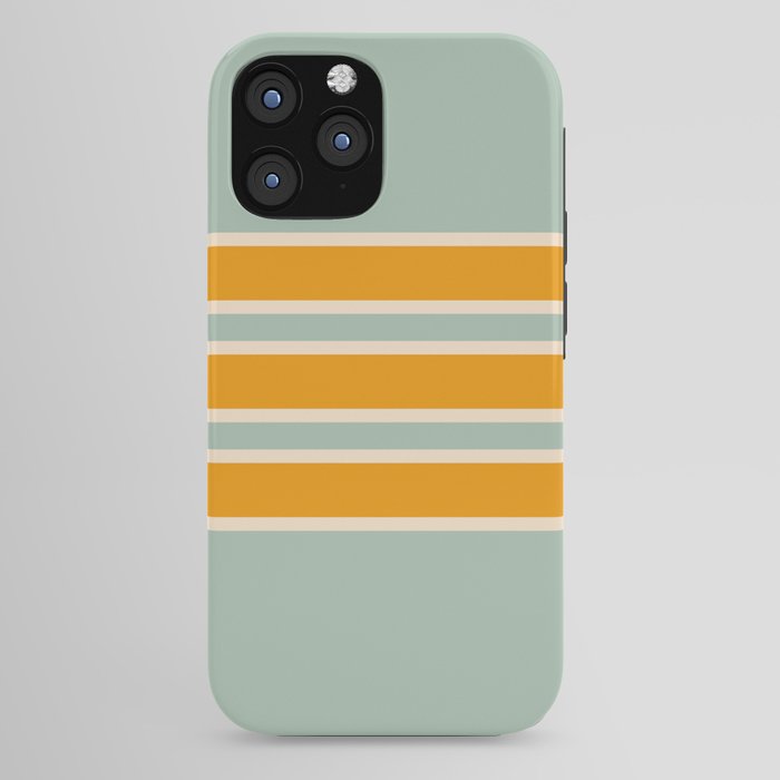 70s Style Mint Orange White Retro Stripes Pomona iPhone Case