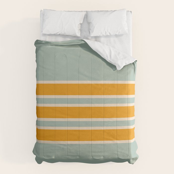 70s Style Mint Orange White Retro Stripes Pomona Comforter