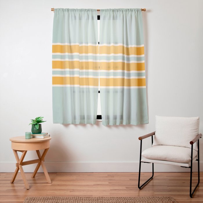 70s Style Mint Orange White Retro Stripes Pomona Window Curtain
