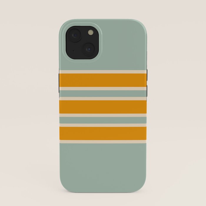 70s Style Mint Orange White Retro Stripes Pomona iPhone Case